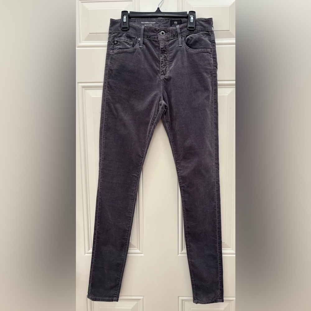 AG Adriano Goldschmied Farrah Skinny High Rise Corduroy Pants Gray Blue 27